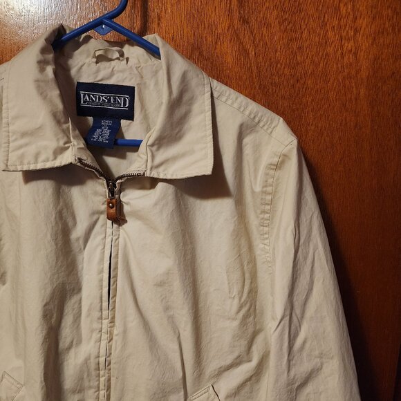 Women's Medium Lands' End Cream Zip Up Soft-Shell Windbreaker Jacket - Picture 4 of 8